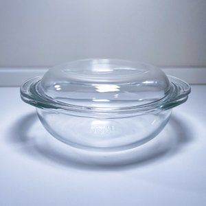 Vintage PYREX Corning Clear Glass 1.5L 023 Round Casserole Baking Dish & Lid